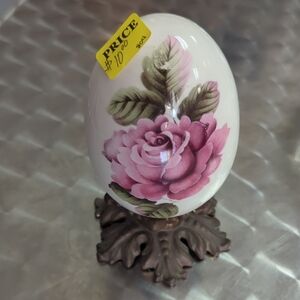 Floral Decorative Egg with Stand